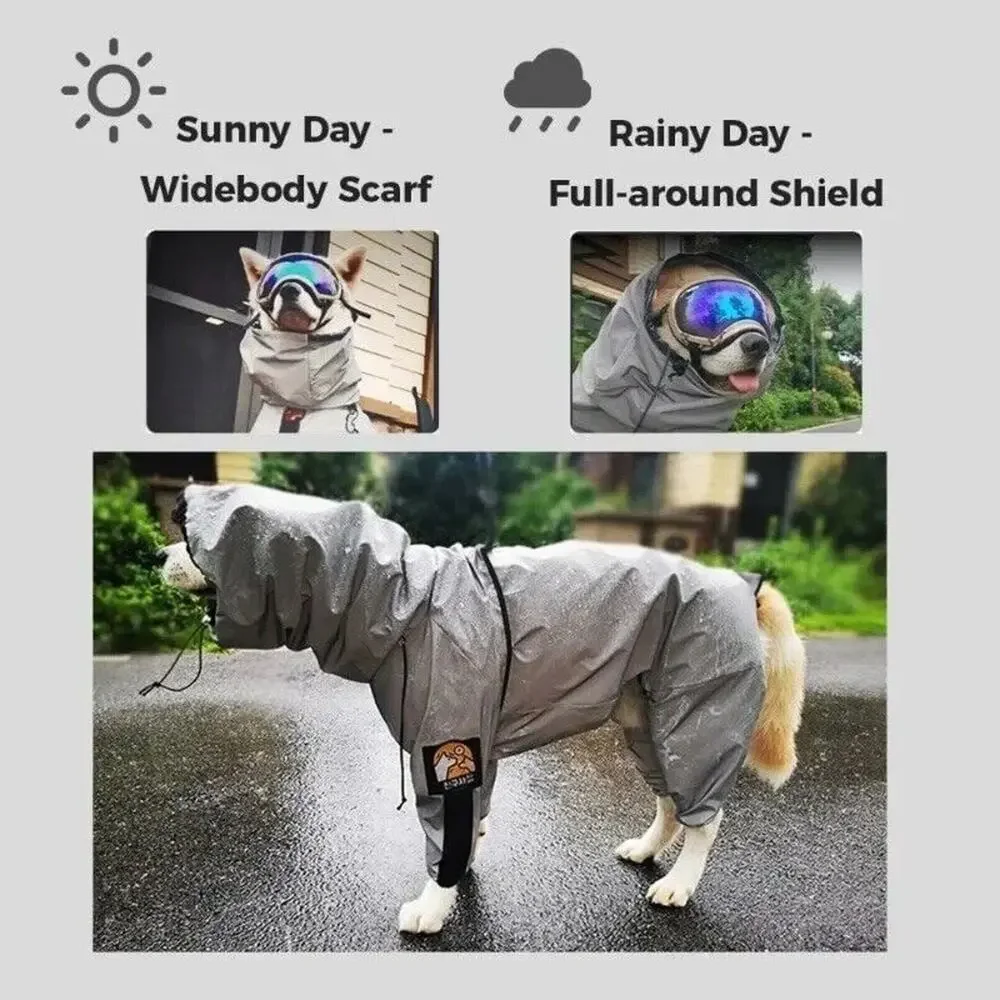 Vanpardo Reflective Hi-Vis Waterproof Outdoor Dog Rain Coat Gray Canine MEDIUM